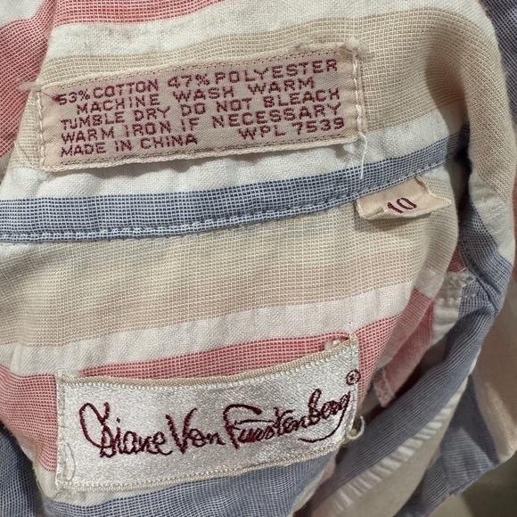 Vintage Diane Von Furstenberg Striped Retro Button
Front Collared Shirt Size 10 - Picture 15 of 15